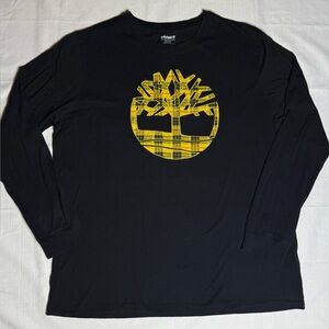 Timberland Men’s Shirt Size XXL Logo Sleeve Black Yellow Top
